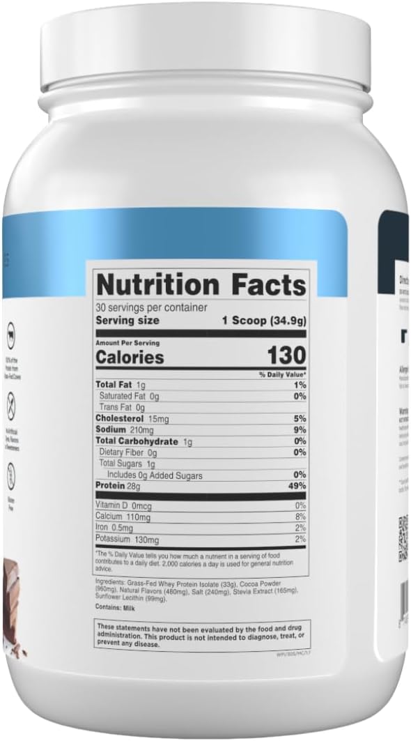 Transparent Labs Grass-Fed Whey Protein - 30 Servings, Milk Chocolate
