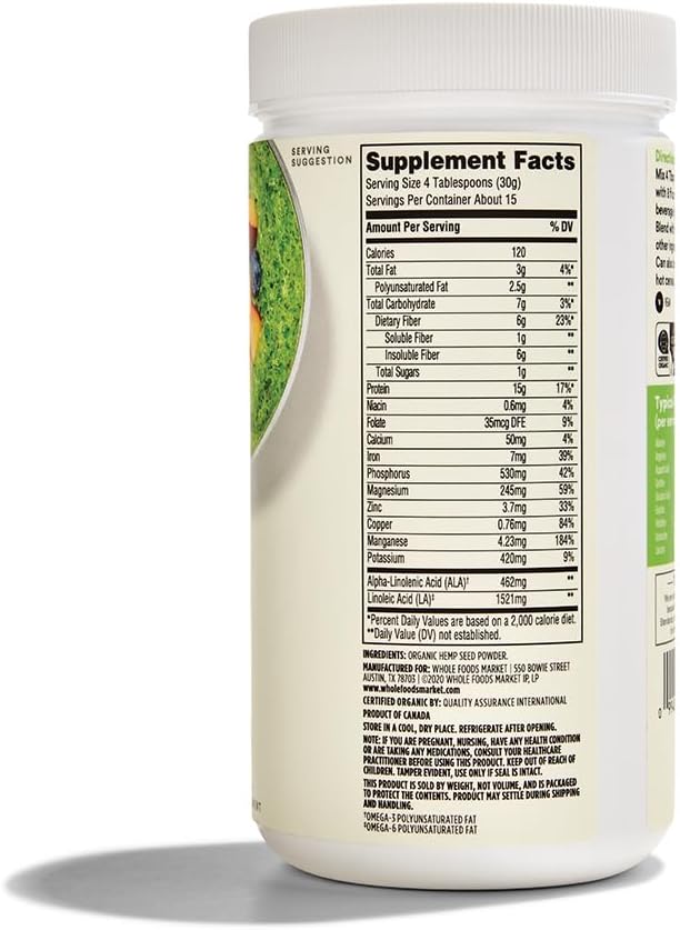 365 by Whole Foods Market, Organic Hemp Protein Powder Unflavored, 16 oz