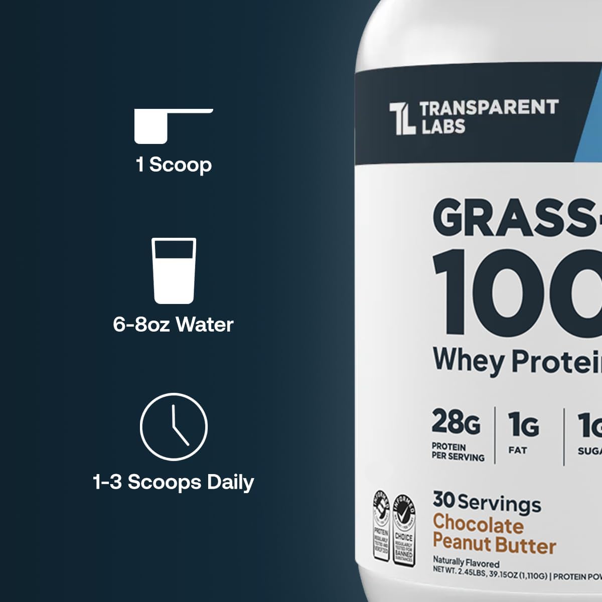 Transparent Labs Grass-Fed Whey Protein - 30 Servings, Milk Chocolate
