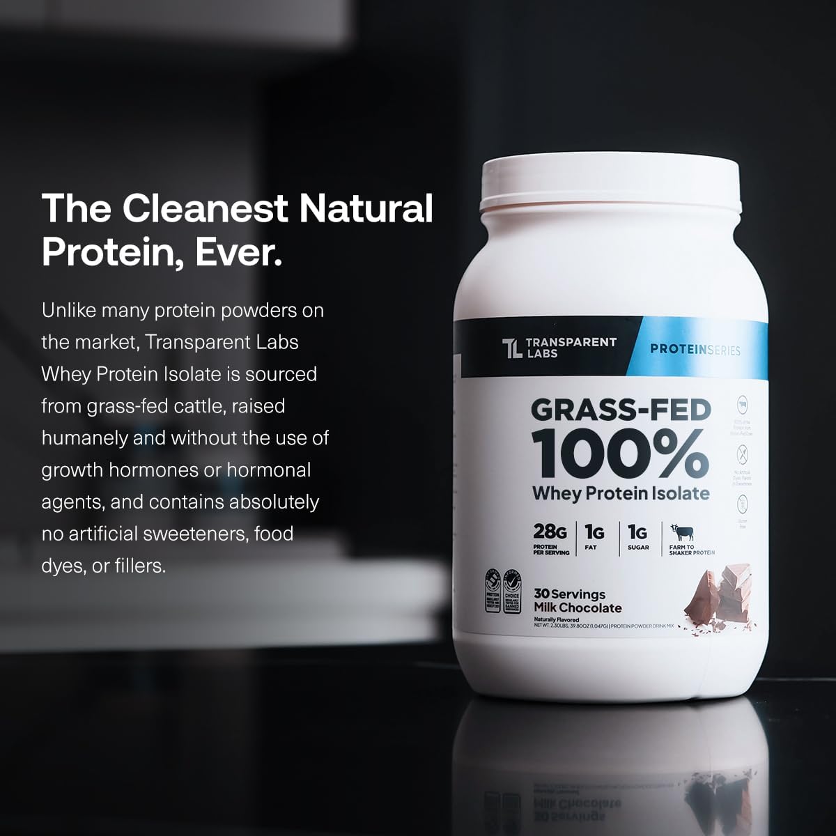 Transparent Labs Grass-Fed Whey Protein - 30 Servings, Milk Chocolate