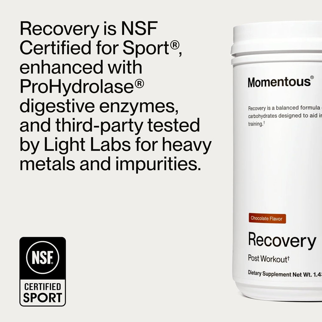 Momentous Grass-Fed Recovery Whey Protein Isolate Powder, 20g, Chocolate
