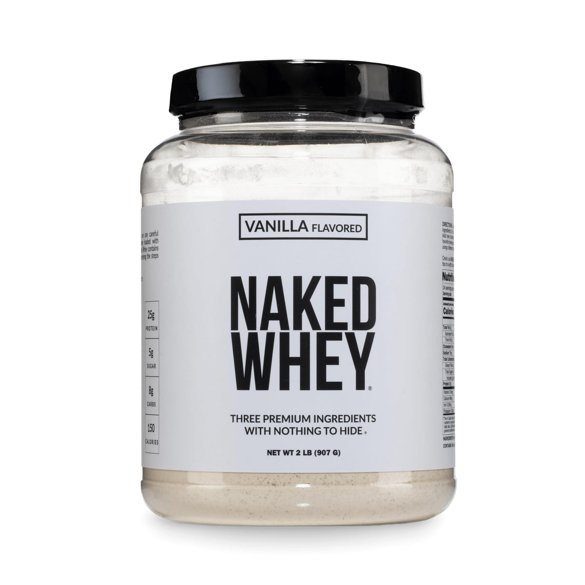 NAKED Vanilla Whey Protein Powder - All Natural Grass Fed Whey Protein Powder, Vanilla Flavor, Organic Coconut Sugar, 5Lb Bulk, NSF Certified, GMO-Free, Soy Free, Gluten Free - 61 Servings