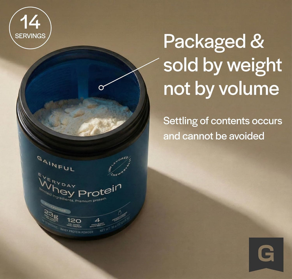 Gainful Whey Protein Isolate Powder, 25g Protein, Unflavored, 14 Servings
