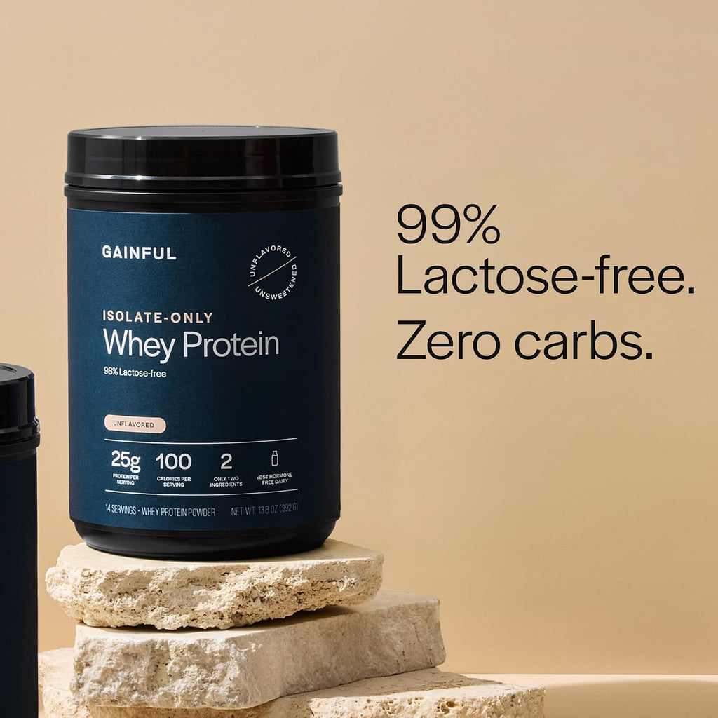 Gainful Whey Protein Isolate Powder, 25g Protein, Unflavored, 14 Servings