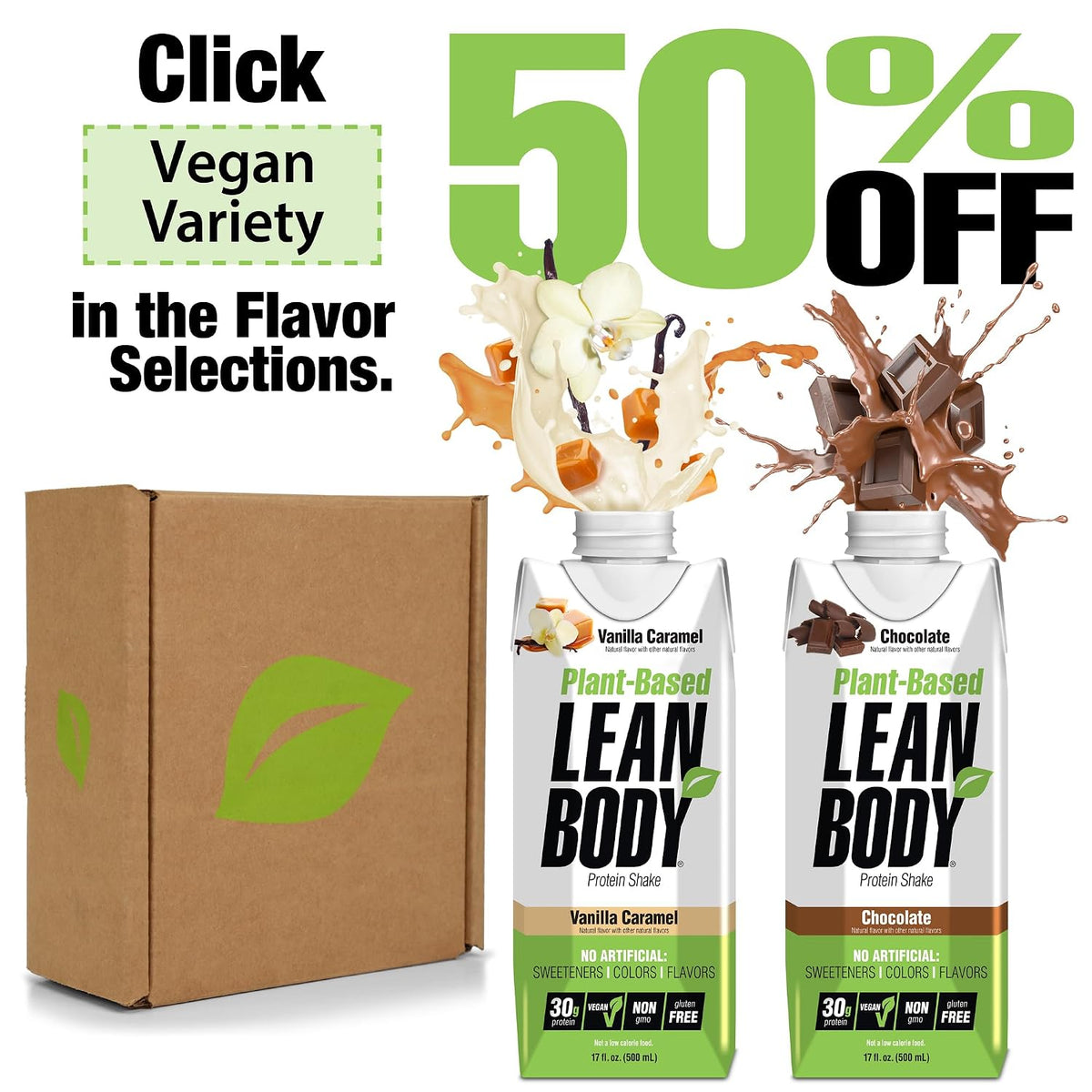 Lean Body Ready-to-Drink, Plant-Based Vegan Chocolate Protein Shake, 30g Protein, No Artificial Flavors, Sweeteners or Colors, Non GMO, Gluten Free, Premium Pea & Rice Blend (Pack of 12)